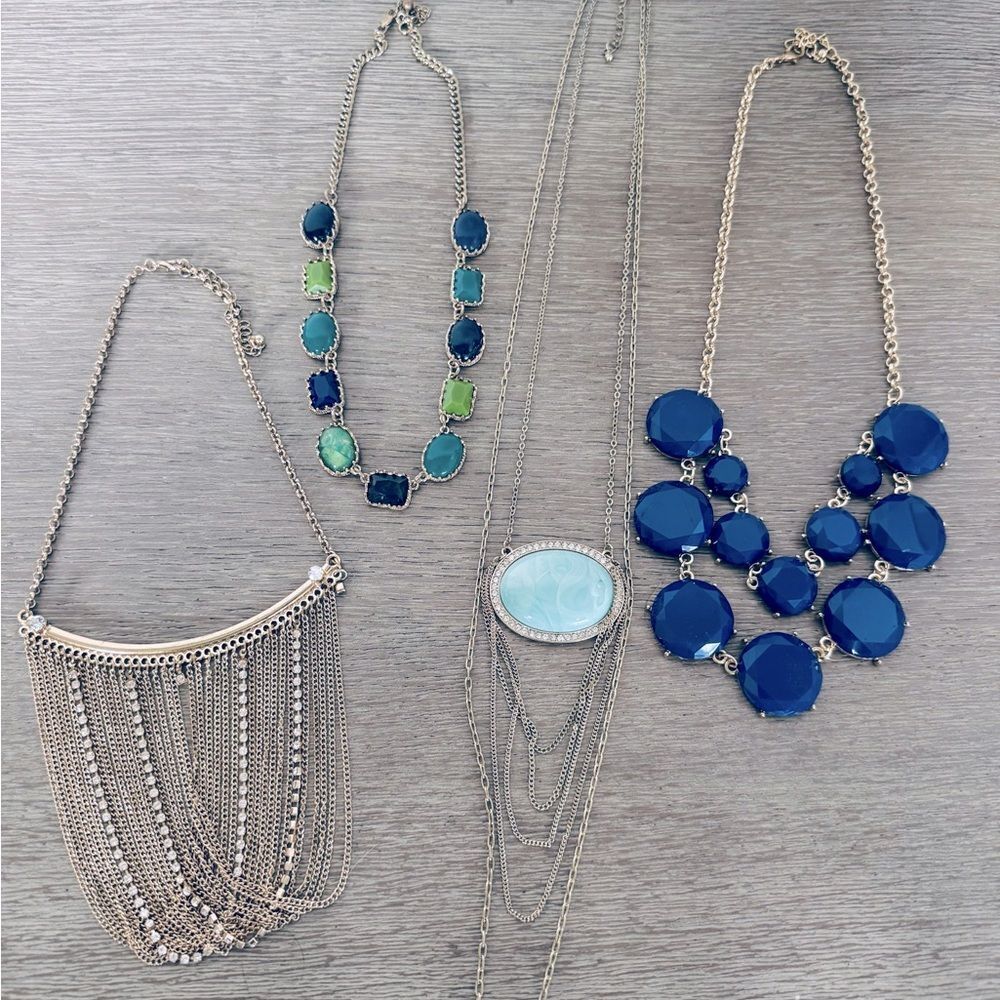 Blue Gold Necklace Bundle Lot Jewelry